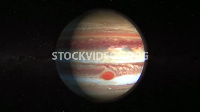 Planet Jupiter rotating, computer graphic astronomical representation ...